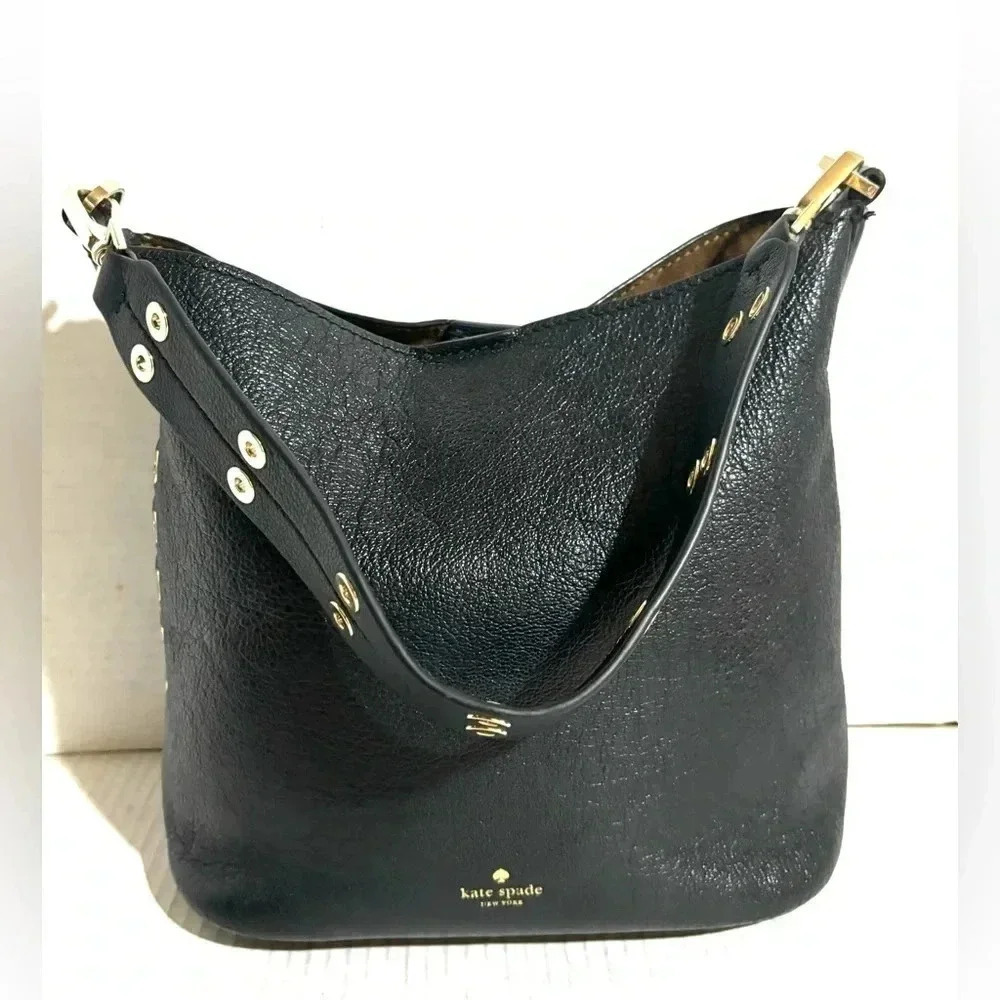 Kate spade black leather shoulder handbag